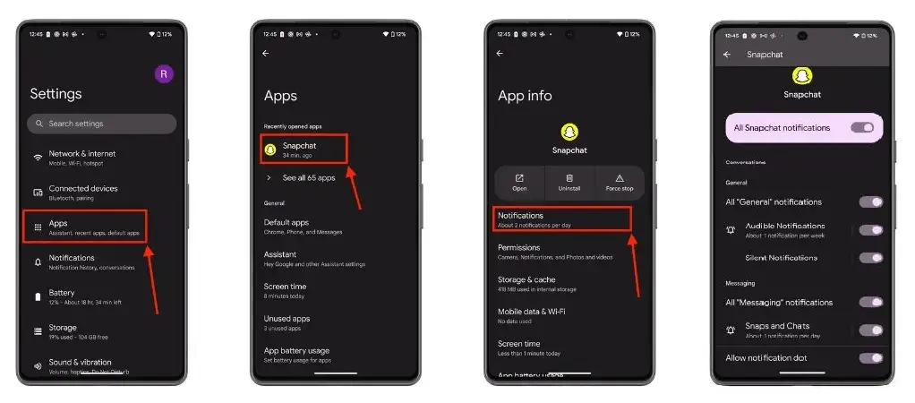 Turn Off Snapchat’s Time Sensitive Notifications On Android Method